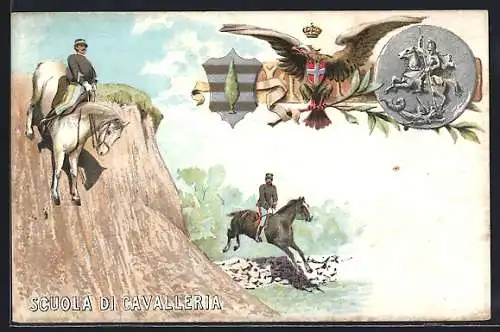 Lithographie Scuola di Cavalleria, italienisches Kavallerie-Regiment
