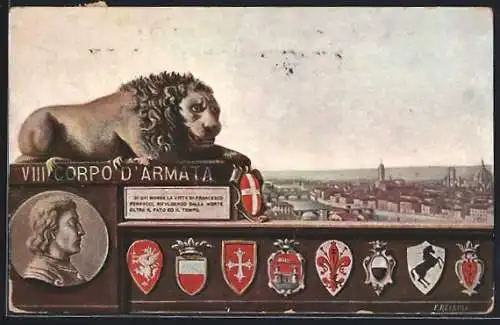 Künstler-AK Italienisches Regiment VIII Cotrpo D` Amata, Porträt Heerführer Francesco Ferrucci