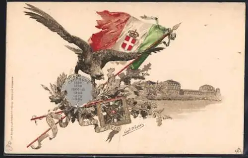 AK 2. Batteria 1864-1904, Adler mit italienischer Fahne