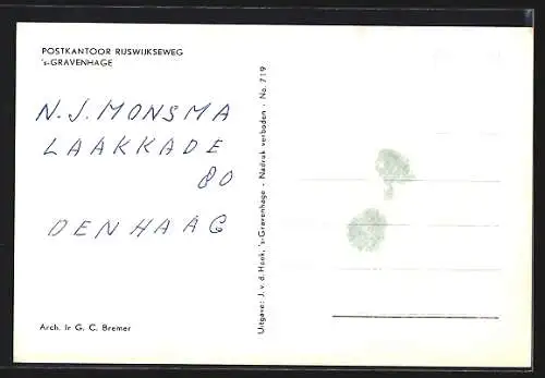 AK 's-Gravenhage, Postkantoor Rijswijkseweg