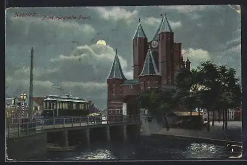 AK Haarlem, Amsterdamsche Poort, Strassenbahn