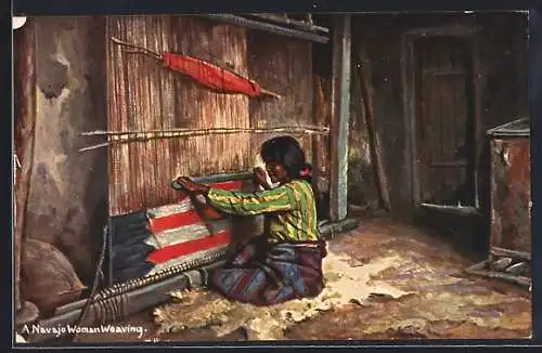 AK Navajo Woman Weaving, Indianer