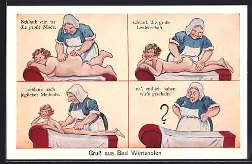 AK Frau wird bei der Massage schlank massiert