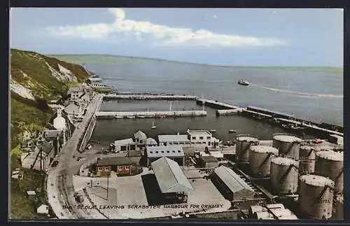 AK Scrabster, The Dampfer St. Ola leaving Harbour for Orkney