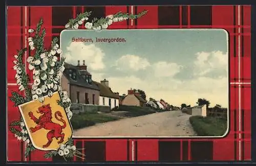 AK Saltburn, Invergordon, Wappen mit Maiglöckchen, Passepartout