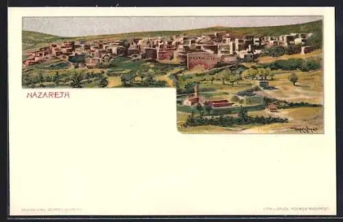Künstler-AK Nazareth, Ortsansicht