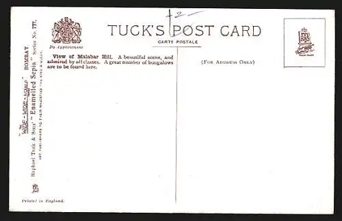 AK Bombay, View of Malabar Hill, Pferdekutsche