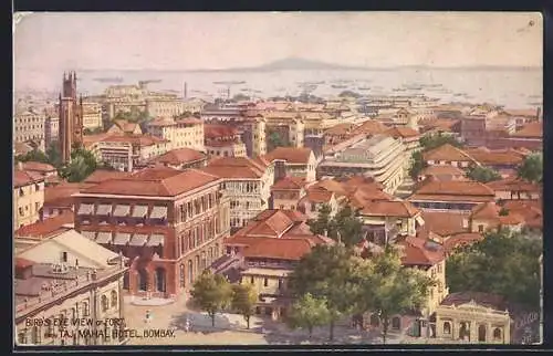 Künstler-AK Bombay, Bird`s Eye View of Fort from Taj Mahal Hotel