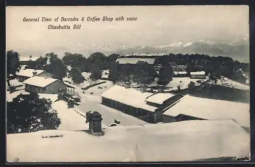 AK Chaubuttia Hill, General View of Barracks & Coffee Shop with snow