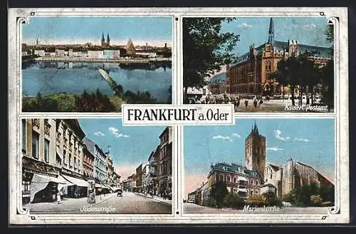 AK Frankfurt, Jüdenstrasse, Marienkirche, Kaiserl. Postamt, Panorama