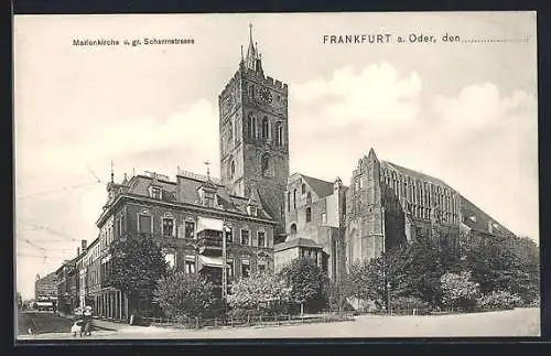 AK Frankfurt / Oder, Marienkirche und gr. Scharrnstrasse