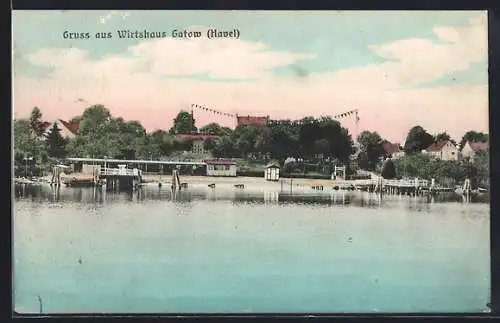 AK Berlin, Wirtshaus Gatow, Havel