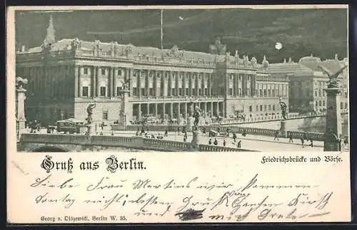 AK Berlin, Friedrichsbrücke und Börse, Strassenbahn, Burgstrasse