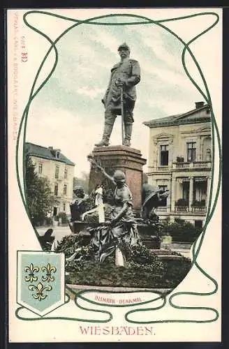 AK Wiesbaden, Blick auf das Bismarck-Denkmal