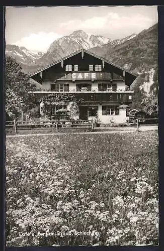 AK Schleching /Oby., Cafe und Pension Straub