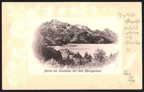 Präge-AK Kochel a. See, Partie am Kochelsee mit dem Herzogstand
