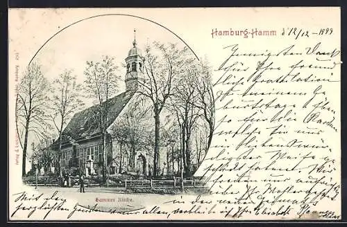 AK Hamburg-Hamm, Die Hammer Kirche mit Anlagen