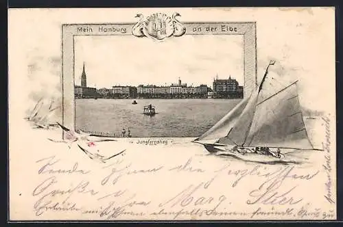 AK Hamburg an der Elbe, Blick auf die Alster vom Jungfernstieg