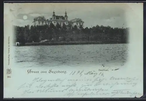 Mondschein-AK Segeberg, Das Soolbad bei Nacht