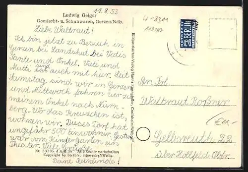 AK Gerzen /Ndb., Ortsansicht vom Flugzeug aus