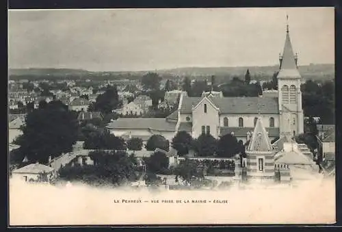 AK Le Perreux, vue prise de la mairie, église