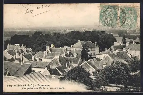 AK Sucy-en-Brie, Panorama, Vue prise sur Paris et ses environs