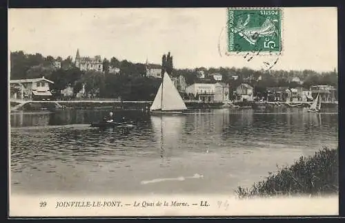 AK Joinville-le-Pont, Le Quai de la Marne avec voiliers