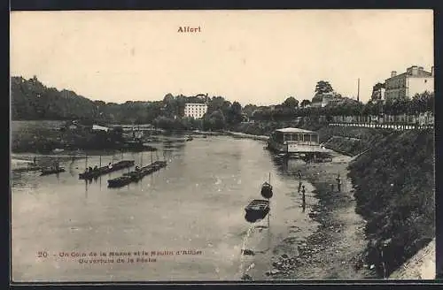 AK Alfort, Un coin de la Marne et le Moulin d`Alfort, Ouverture de la pêche