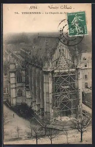 AK Vincennes, La Chapelle du Fort en restauration