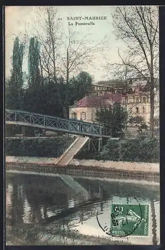 AK Saint-Maurice, La Passerelle et vue sur le canal