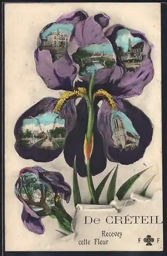 AK Créteil, Collection de vues sur pétales de fleur