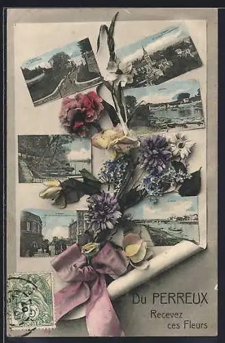 AK Le Perreux, Recevez ces Fleurs et vues multiples du Perreux