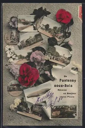 AK Fontenay-sous-Bois, Recevez un Bonjour avec ces Fleurs
