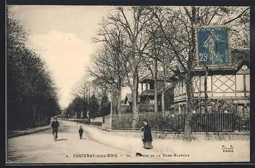 AK Fontenay-sous-Bois, Avenue de la Dame-Blanche avec passants et maisons élégantes