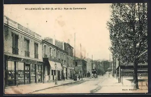 AK Villeneuve-le-Roi, Rue du Commerce animée avec boutiques et passants
