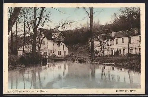 AK Périgny, Le Moulin et son reflet sur l`eau tranquille