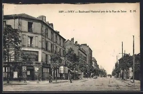 AK Ivry-sur-Seine, Boulevard National pris de la Rue de Seine