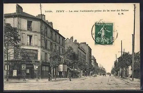 AK Ivry, La rue Nationale prise de la rue de Seine