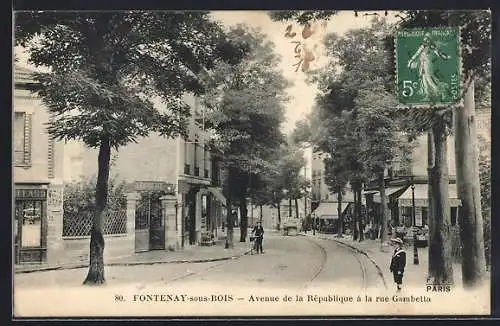 AK Fontenay-sous-Bois, Avenue de la République à la rue Gambetta