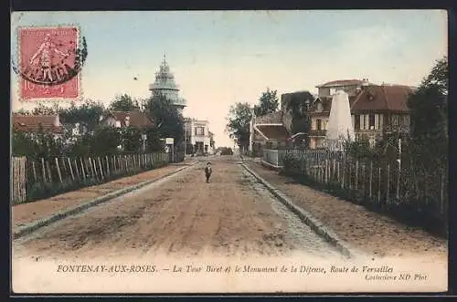 AK Fontenay-aux-Roses, La Tour Biret et le Monument de la Défense, Route de Versailles