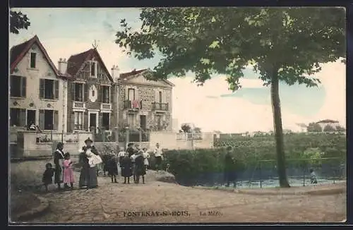 AK Fontenay-sous-Bois, La Mairie et scène animée devant un étang