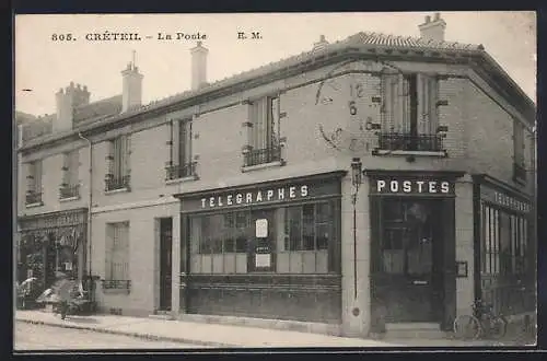 AK Créteil, La Poste et Télégraphes au coin de la rue