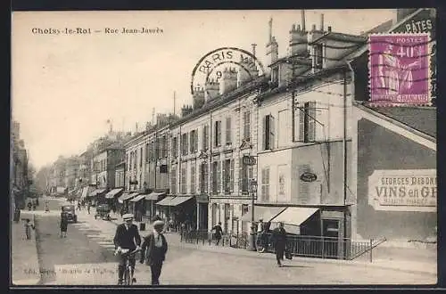 AK Choisy-le-Roi, Rue Jean-Jaurès avec cyclistes et passants