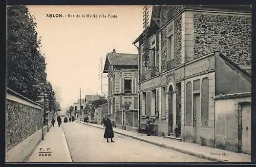 AK Ablon, Rue de la Mairie et la Poste