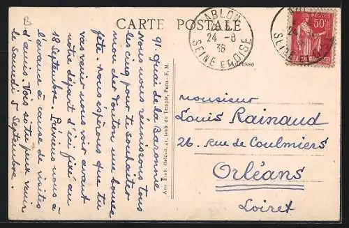 AK Ablon, Quai de la Baronnie avec voiture ancienne et auberge en bord de Seine