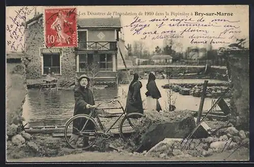 AK Bry-sur-Marne, Les Désastres de l`Inondation de 1910 à la Pépinière