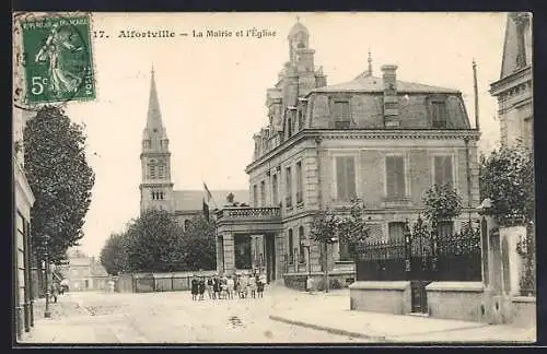 AK Alfortville, La Mairie et l`Église