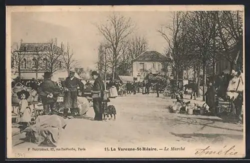 AK La Varenne-St-Hilaire, Le Marché animé avec les habitants et stands divers