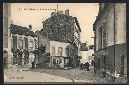 AK Thiais, Rue Maurepas avec charrette et bâtiments historiques