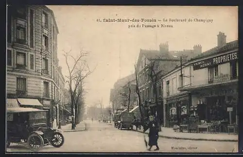 AK Saint-Maur-des-Fossés, Le Boulevard de Champigny pris du Passage à Niveau